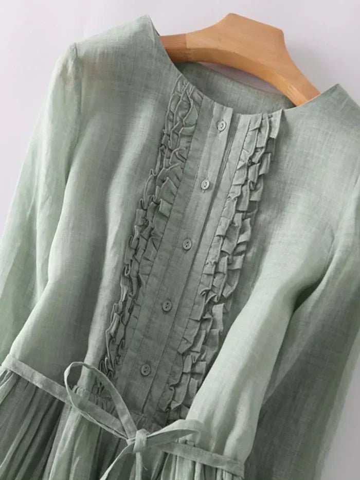 Women's Linen Summer Dress | Loose Fit, Breathable | Available in Green, Pink, White