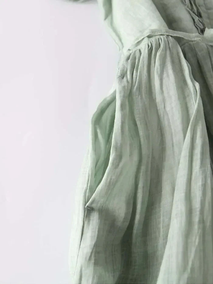 Women's Linen Summer Dress | Loose Fit, Breathable | Available in Green, Pink, White