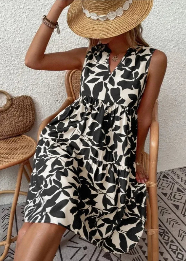 Women's Midi Dress | Floral Summer, V-Neck Wrap