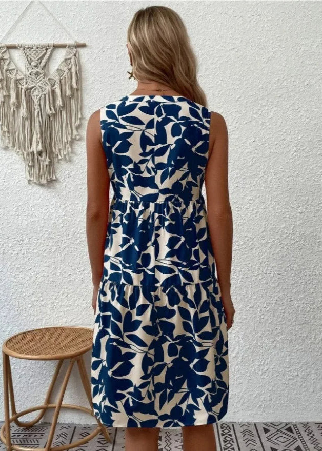 Women's Midi Dress | Floral Summer, V-Neck Wrap