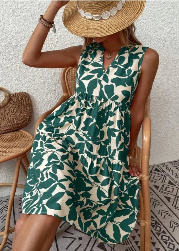 Women's Midi Dress | Floral Summer, V-Neck Wrap