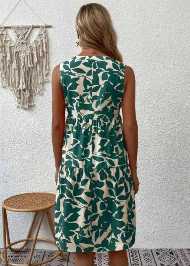 Women's Midi Dress | Floral Summer, V-Neck Wrap