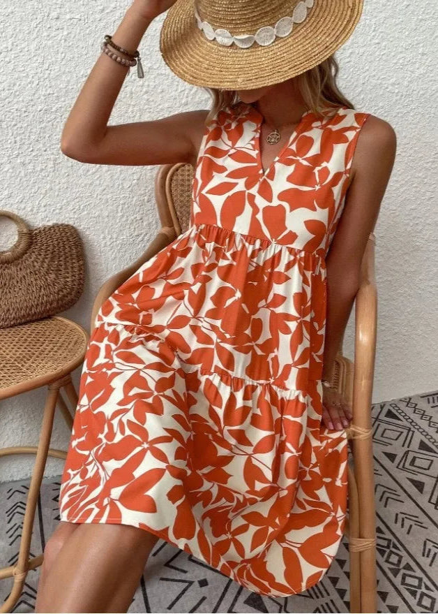 Women's Midi Dress | Floral Summer, V-Neck Wrap