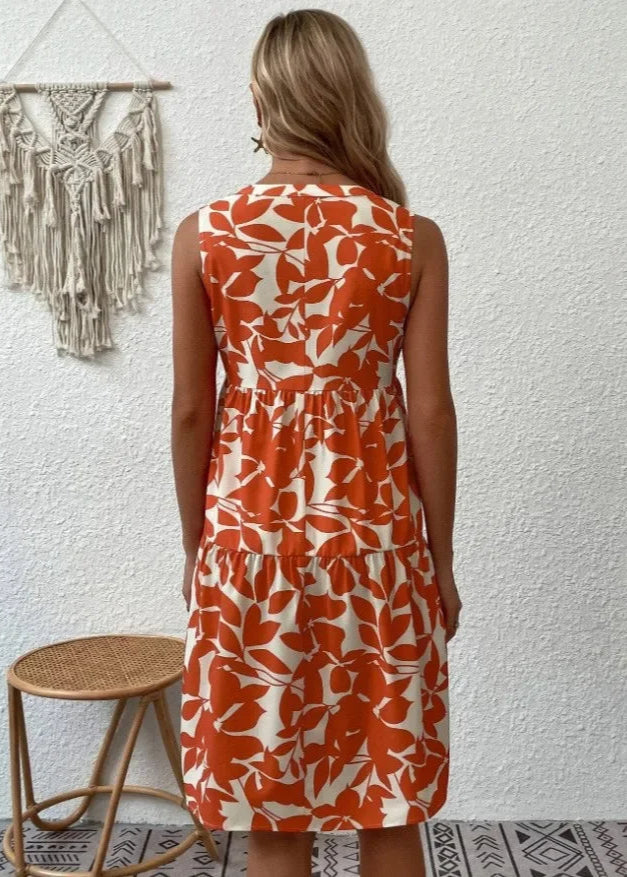 Women's Midi Dress | Floral Summer, V-Neck Wrap