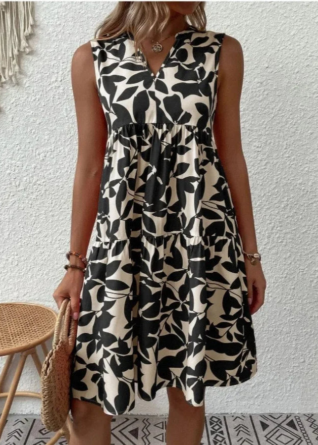 Women's Midi Dress | Floral Summer, V-Neck Wrap