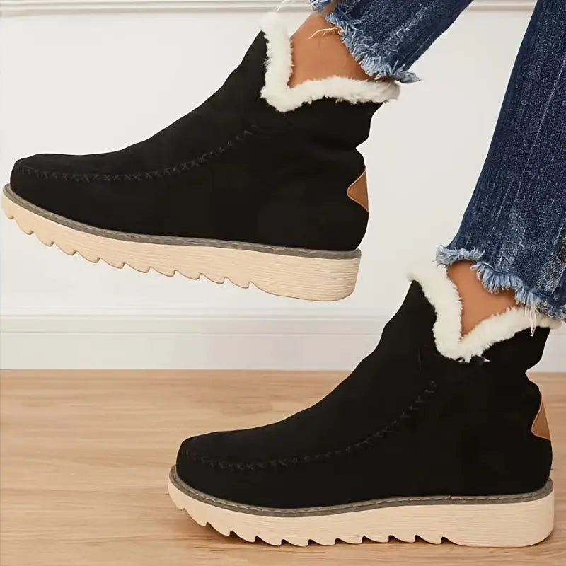 Womens Winter Ankle Boots Warm Lined Anti Slip Sole Round Toe