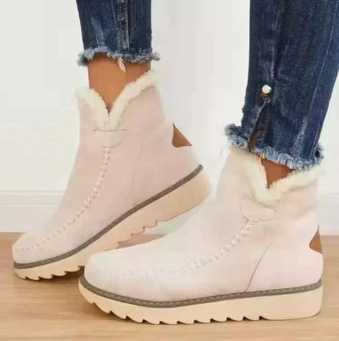 Womens Winter Ankle Boots Warm Lined Anti Slip Sole Round Toe