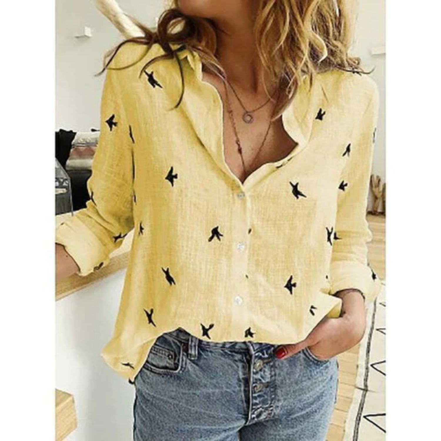 Women's Linen Blouse | Breathable, Long Length | Comfortable Fit