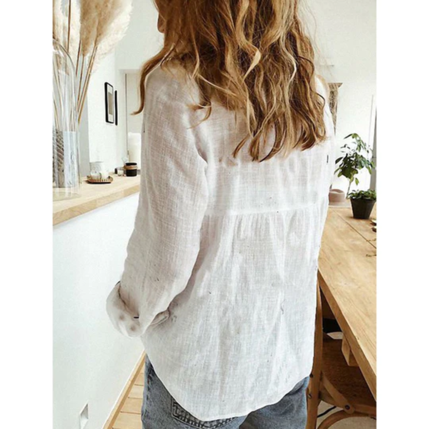 Women's Linen Blouse | Breathable, Long Length | Comfortable Fit