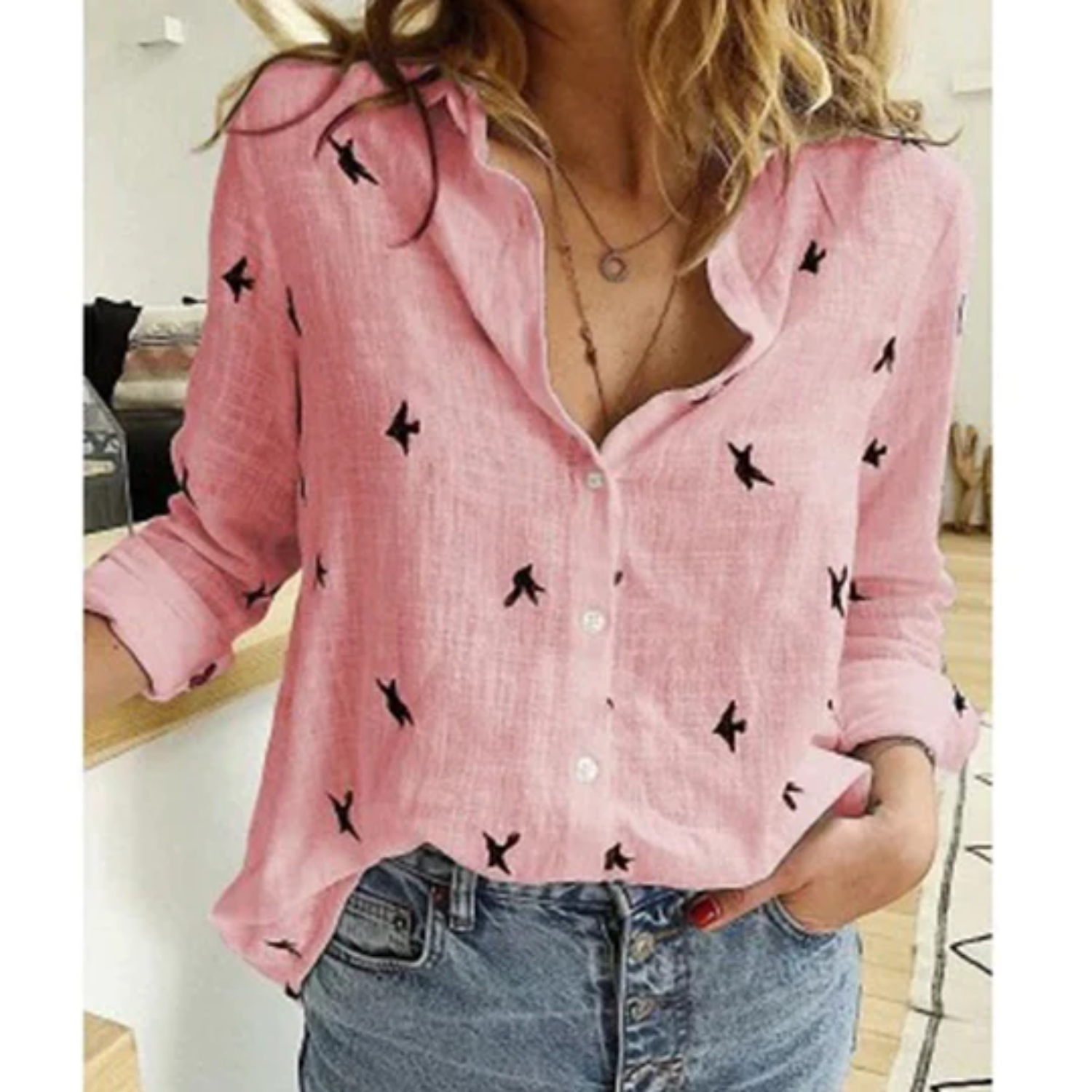 Women's Linen Blouse | Breathable, Long Length | Comfortable Fit