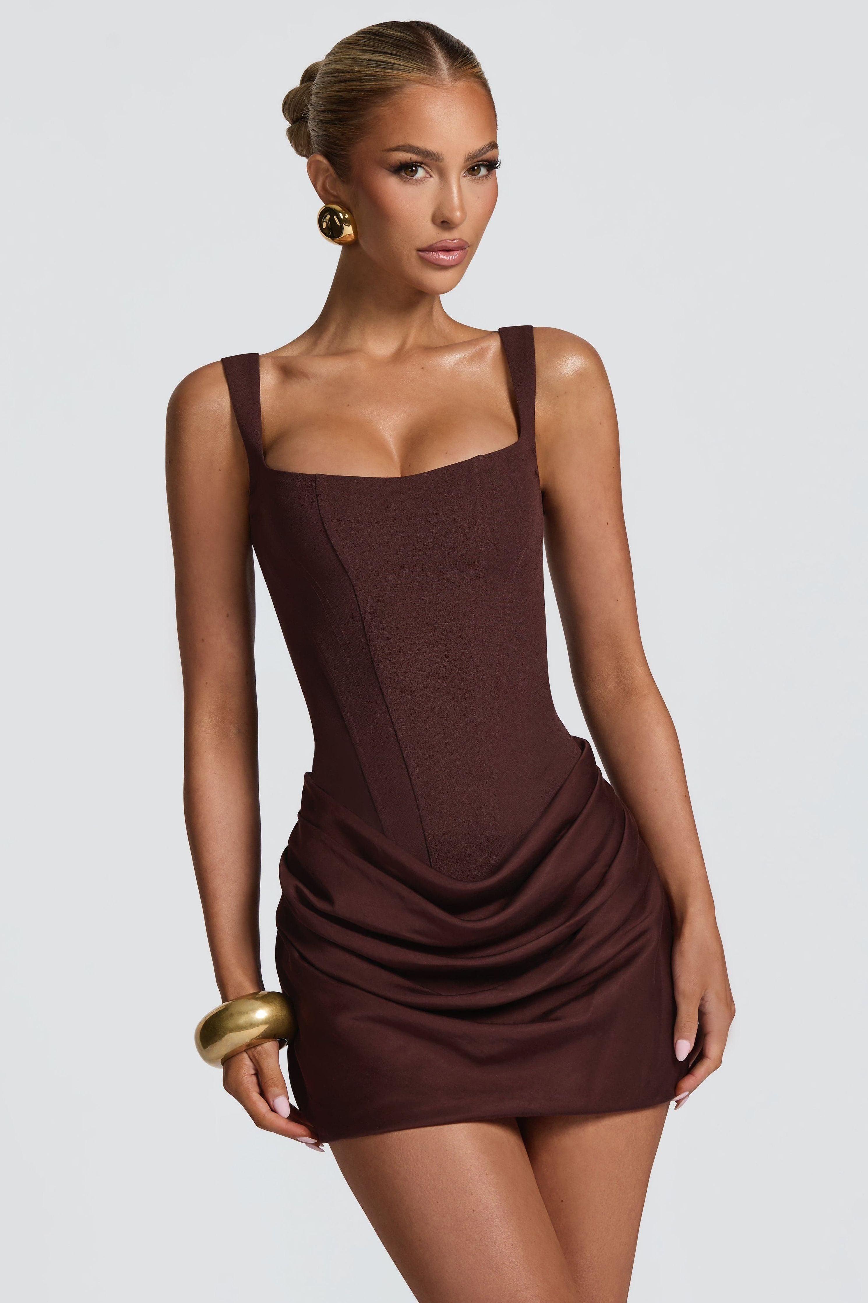 Women's Cocktail Corset Mini Dress | Square Neck, Lace-Up Back