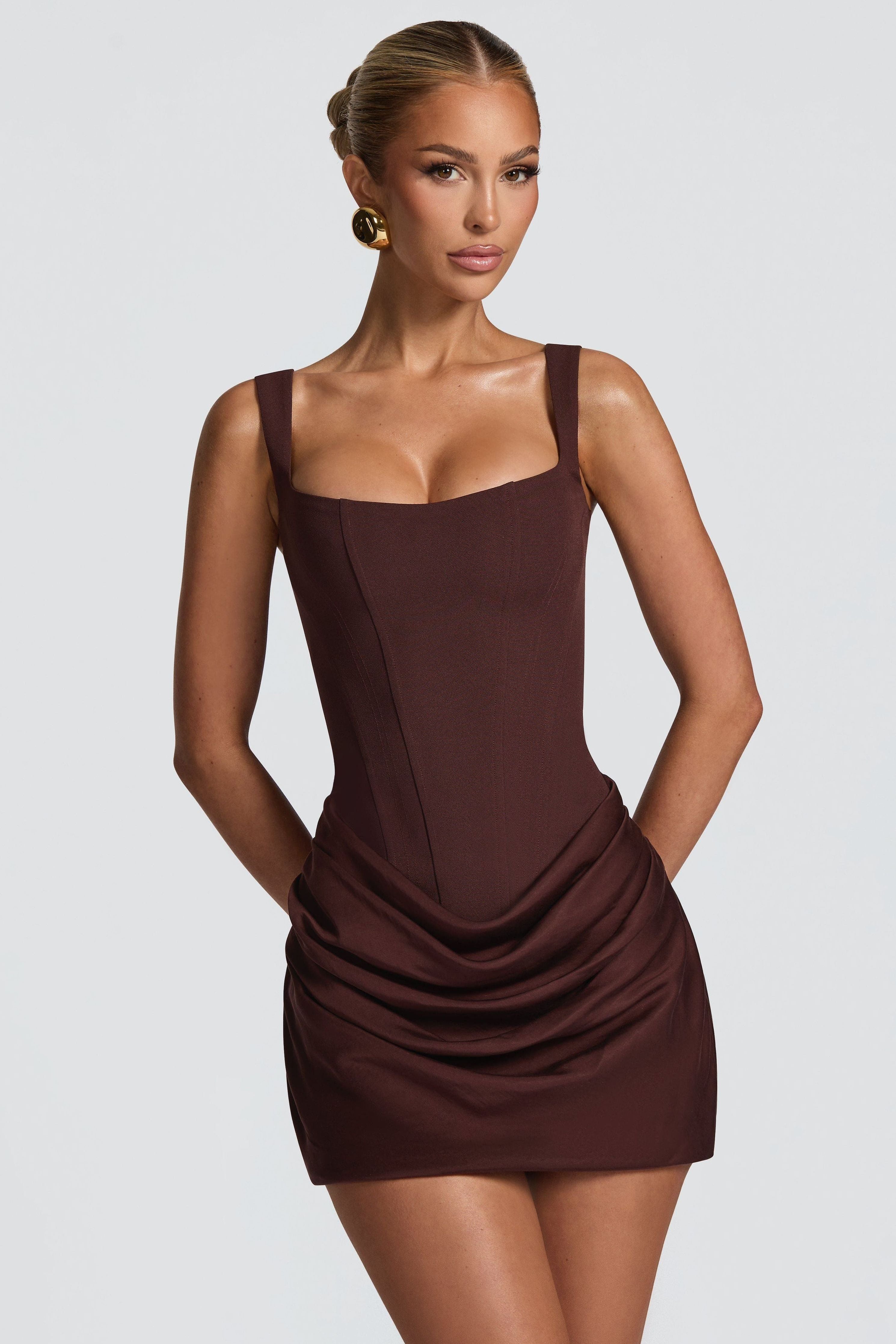 Women's Cocktail Corset Mini Dress | Square Neck, Lace-Up Back