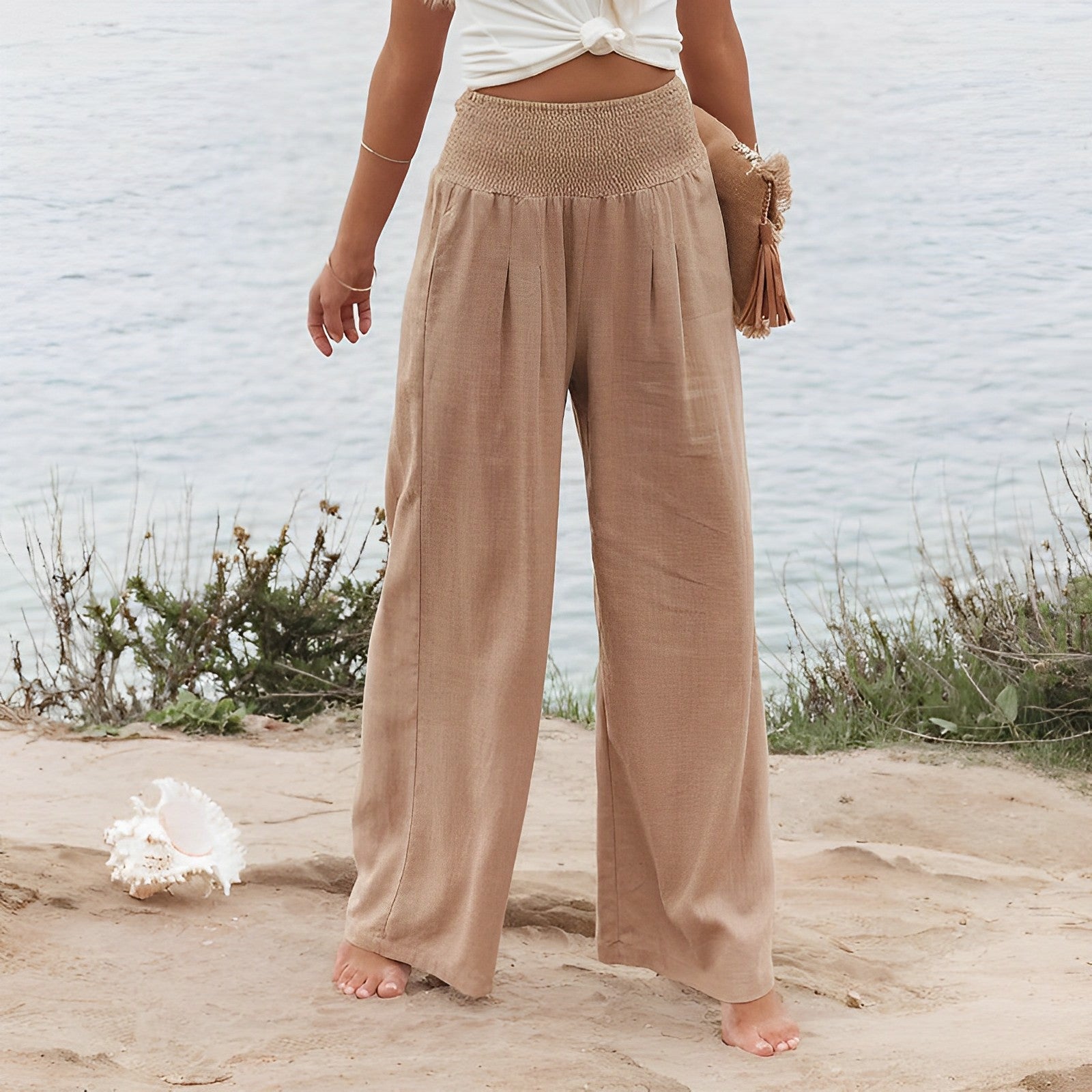 Women's Wide Leg Pants | High Waist, Smocked | Comfortable Everyday