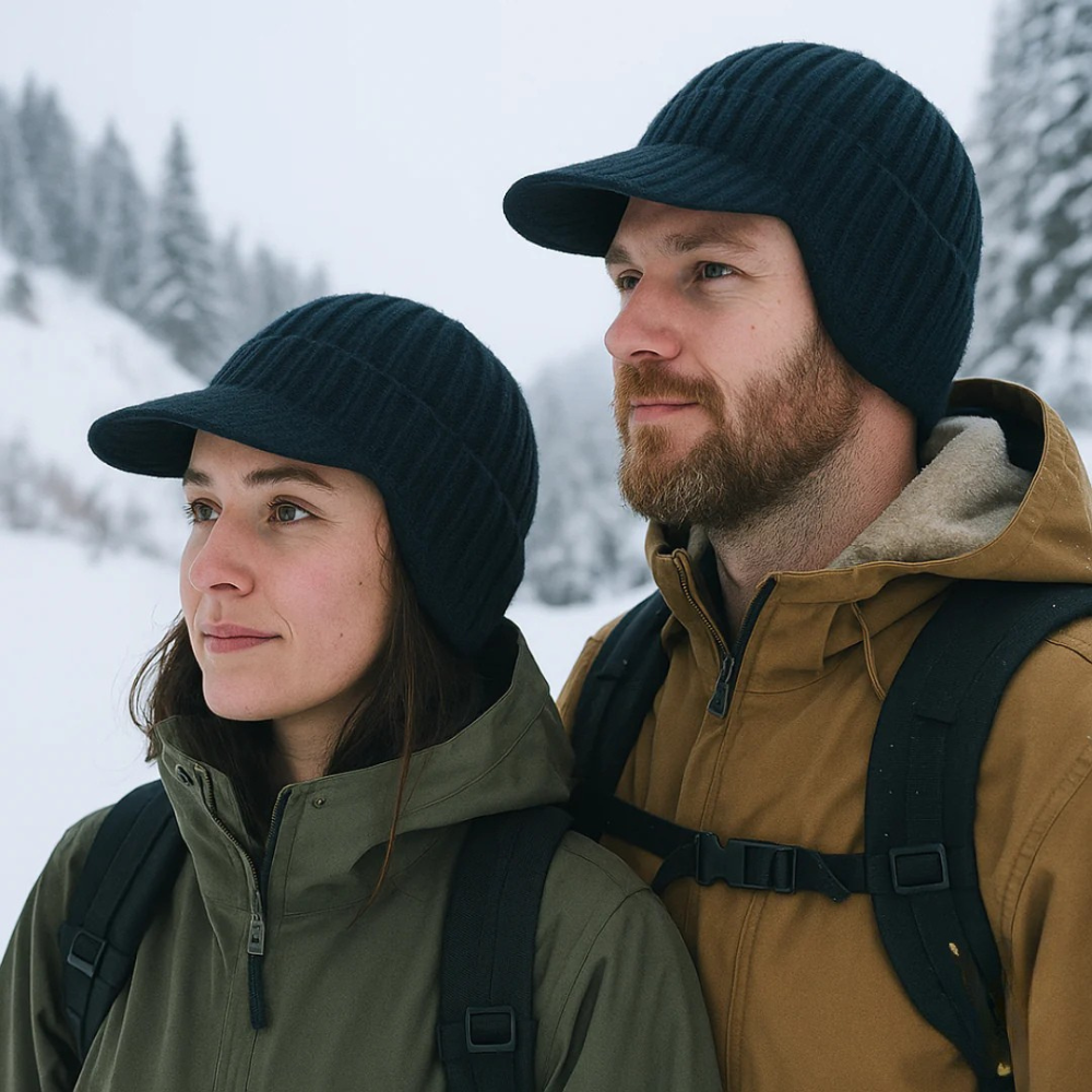 Everything winter knit visor cap with ribbed texture and structured front brim