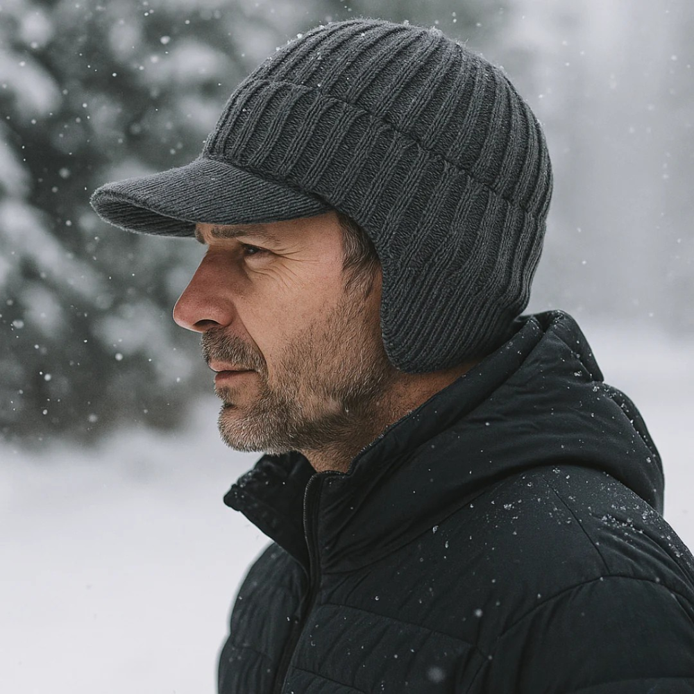 Everything winter knit visor cap with ribbed texture and structured front brim
