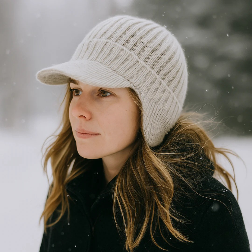 Everything winter knit visor cap with ribbed texture and structured front brim