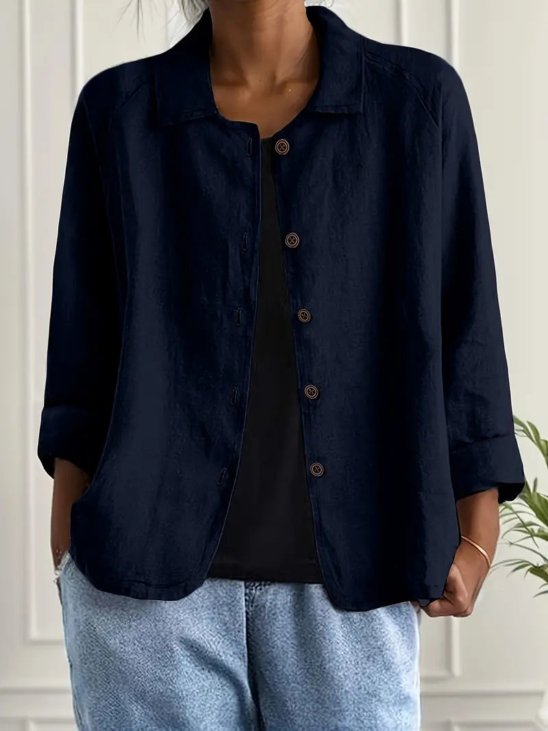 Women's Cardigan Shirt | Cotton Linen Blend, Relaxed Fit