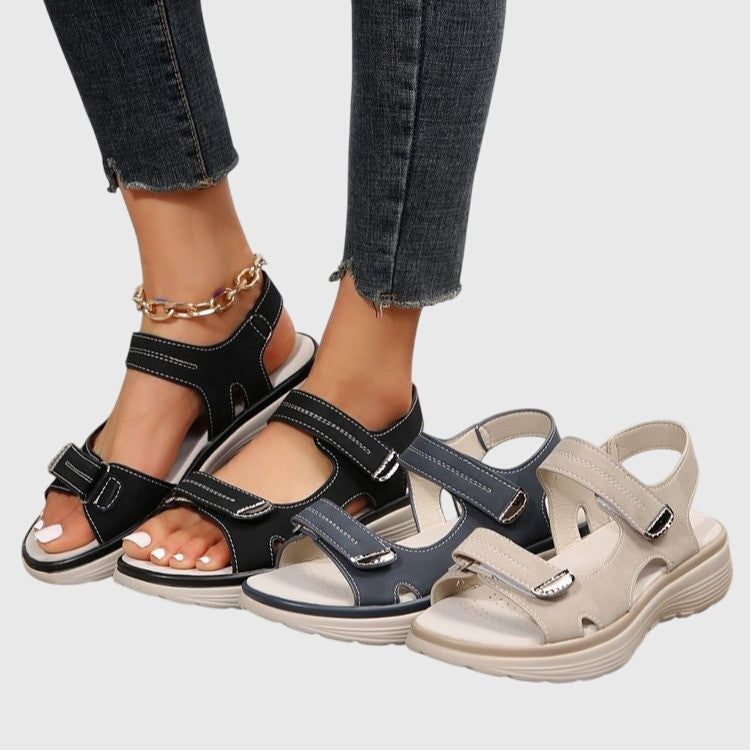 Women's orthopedic sandals with contoured footbed and arch support