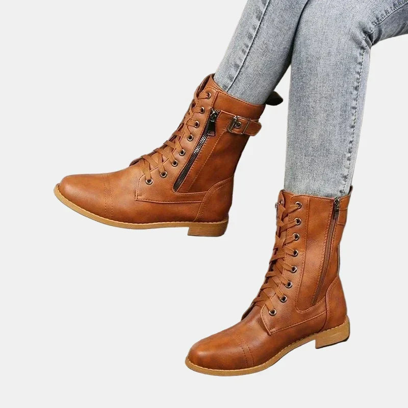 Women ortho round toe fall boots with cushioned insole slip-resistant sole