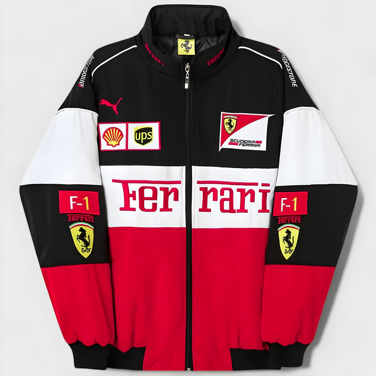 Unisex racing puffer jacket retro vintage motorsport style