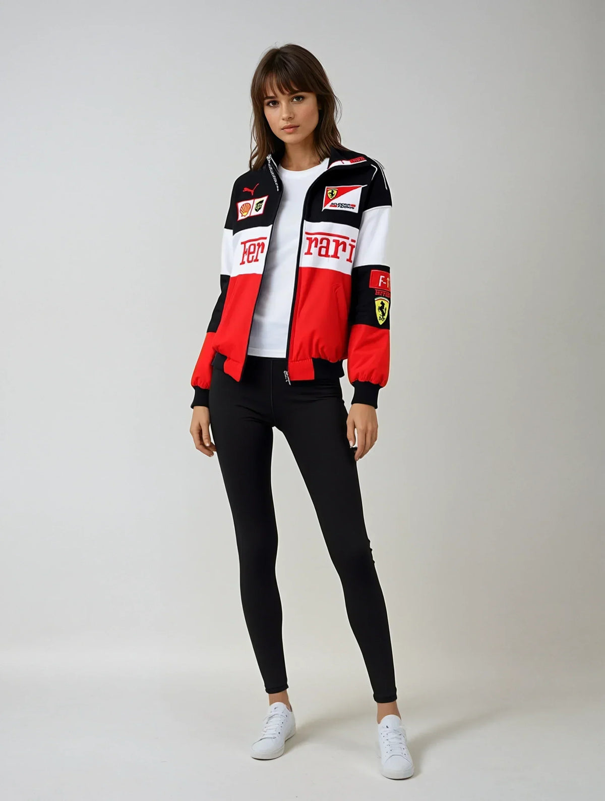 Unisex racing puffer jacket retro vintage motorsport style