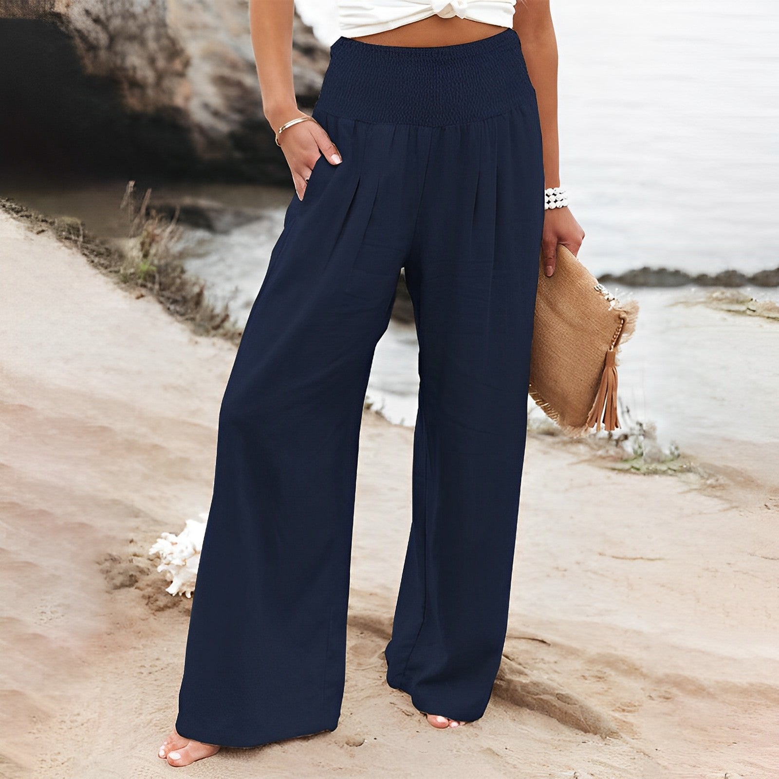 Women's Wide Leg Pants | High Waist, Smocked | Comfortable Everyday