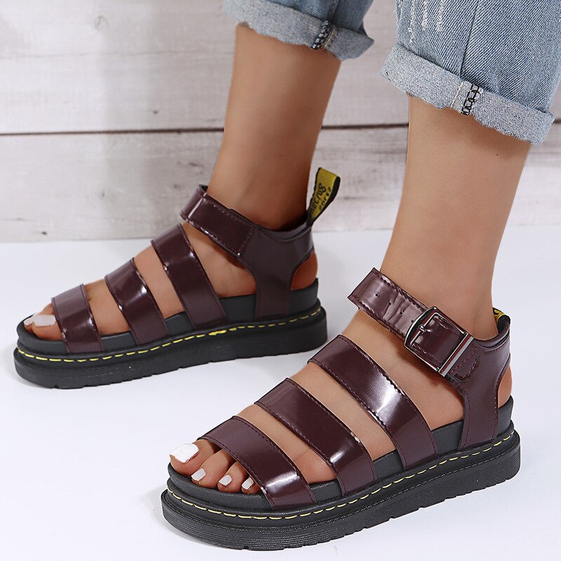 Women's Leather Sandals | Orthopedic Support, Black Leather