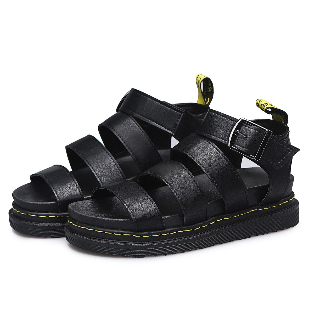 Women's Leather Sandals | Orthopedic Support, Black Leather