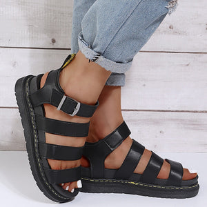 Women's Leather Sandals | Orthopedic Support, Black Leather