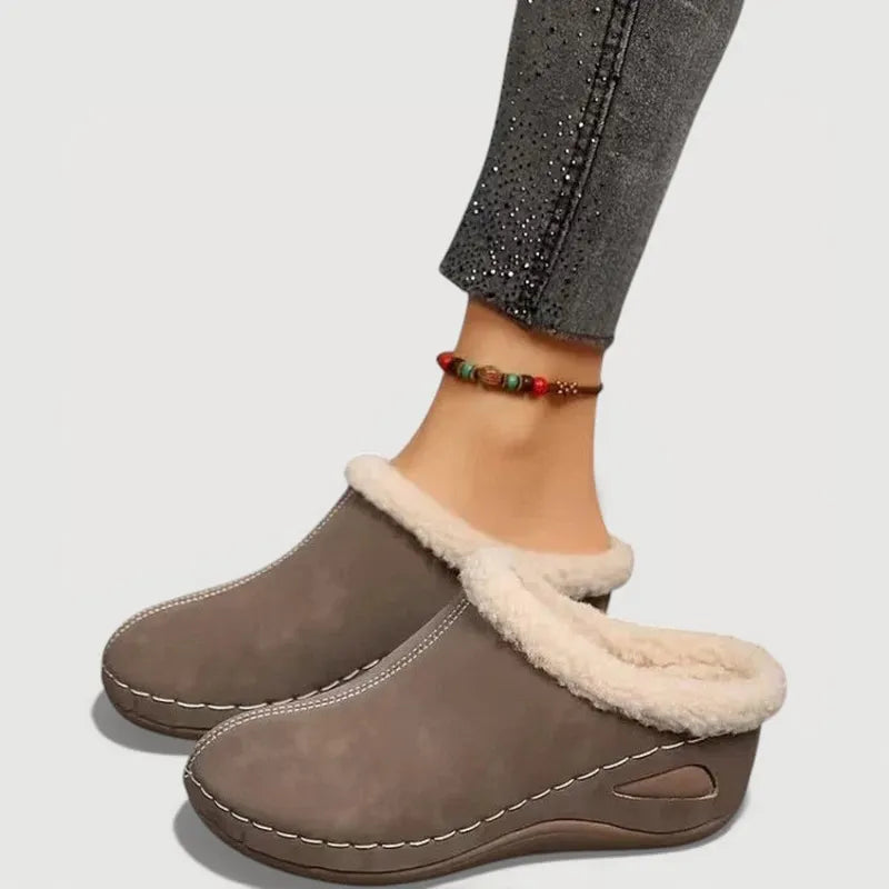 Women's Slippers | Soft Platform, Contrast Stitching | Blue, Black, Brown