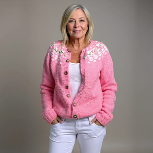 Women's Knit Cardigan | Elegant, Vintage Icelandic Pattern