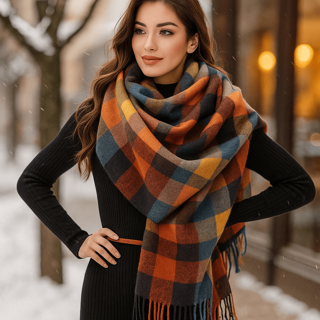 Checked Scarf | Elegant, Soft and Warm | Classic Patterned Wrap for Winter