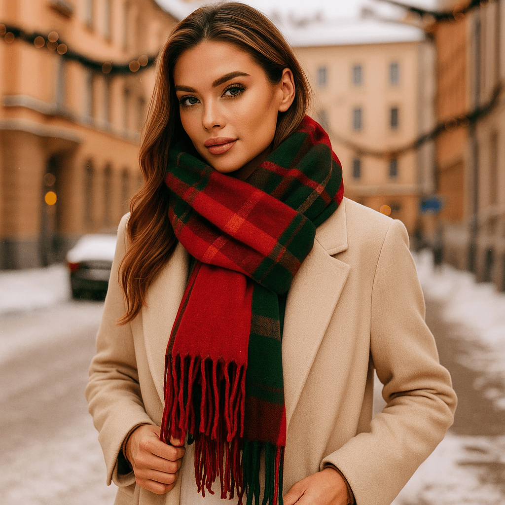 Checked Scarf | Elegant, Soft and Warm | Classic Patterned Wrap for Winter
