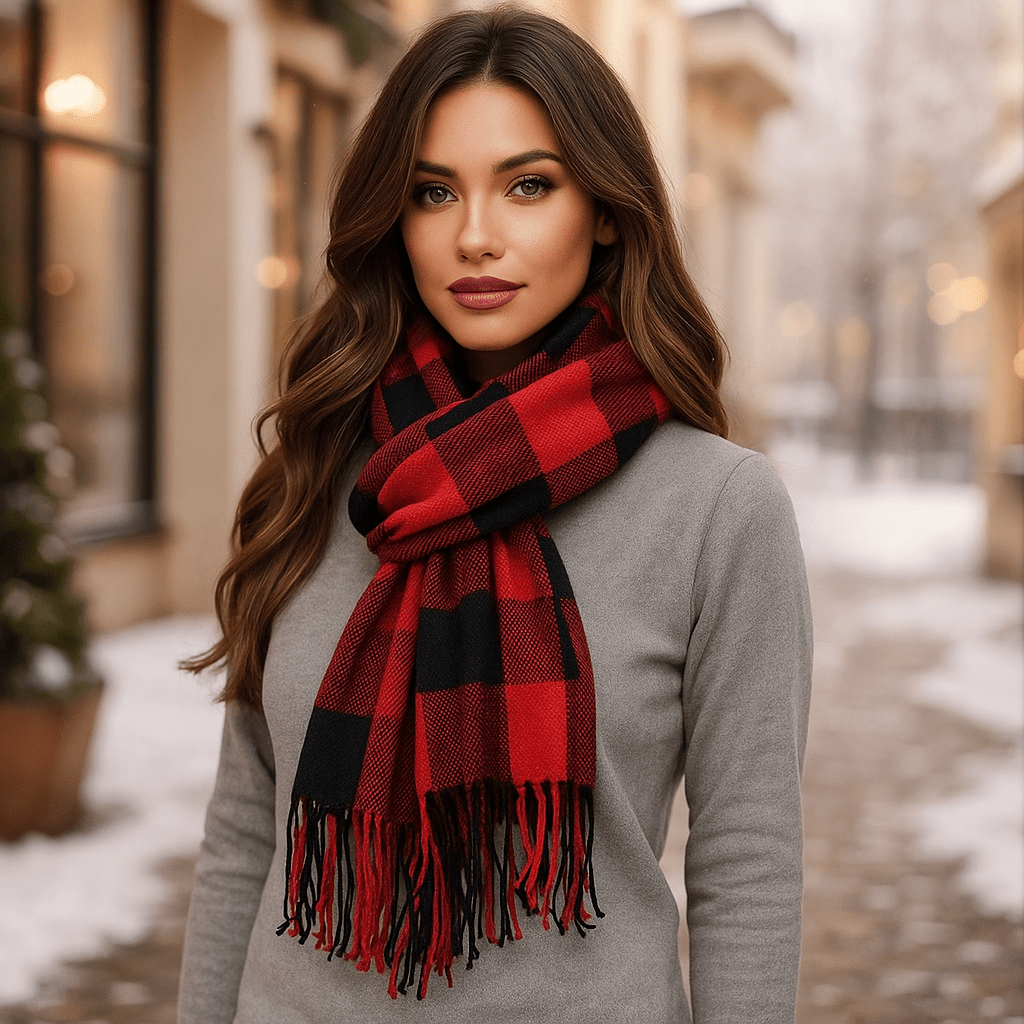 Checked Scarf | Elegant, Soft and Warm | Classic Patterned Wrap for Winter
