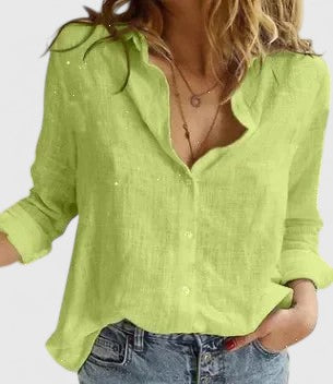 Women's Linen Blouse | Cotton Blend, Button-Down | Breathable