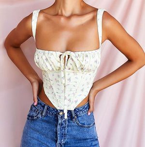 Floral Corset Top | Waisted, Bow Detail | Summer