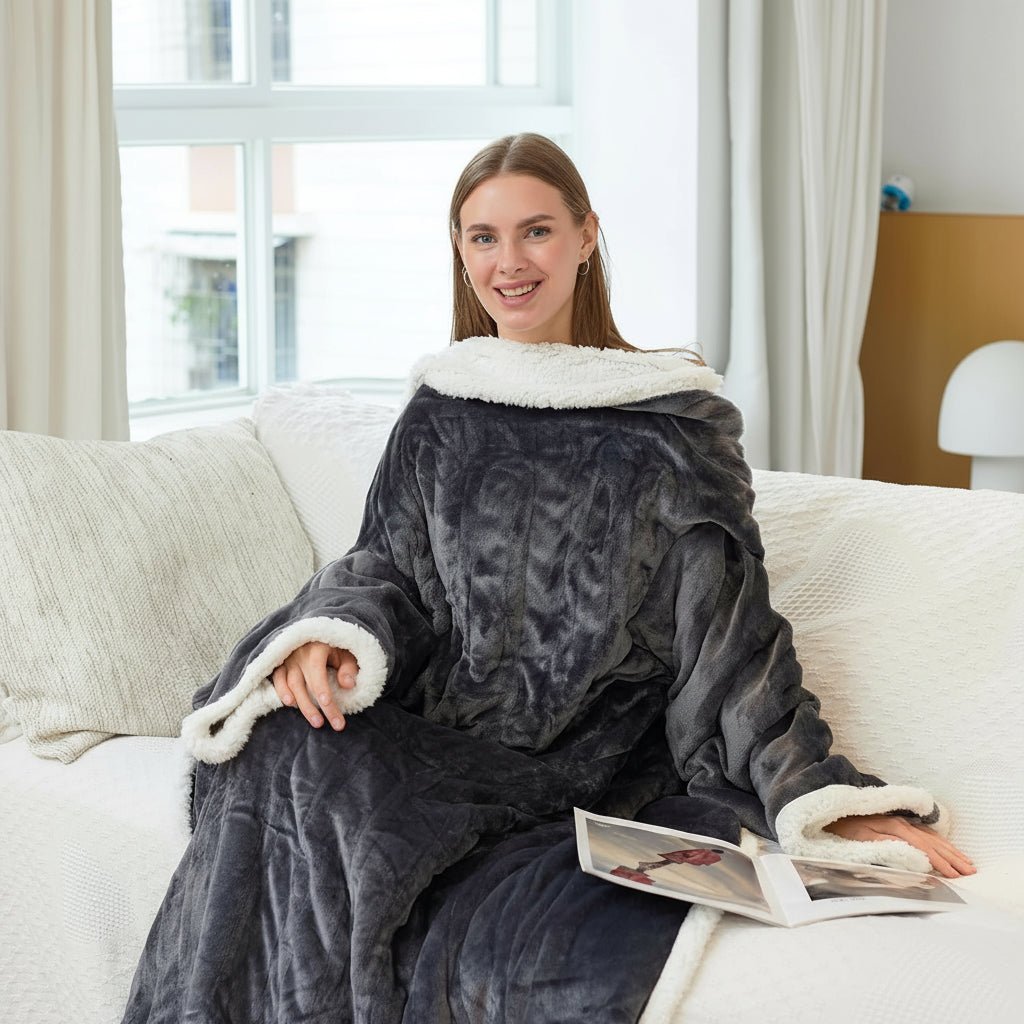 Electric Heated Blanket | Adjustable Heat | Gray Sherpa