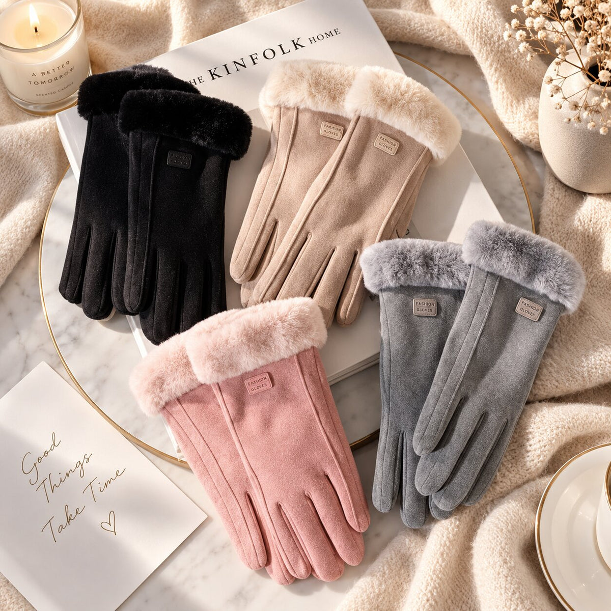 Winter Gloves | Women's Sheepskin Lined, Touchscreen | Anti Slip Grip
