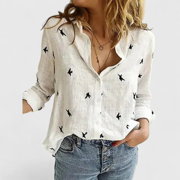 Women's Linen Blouse | Cotton Blend, Button-Down | Breathable