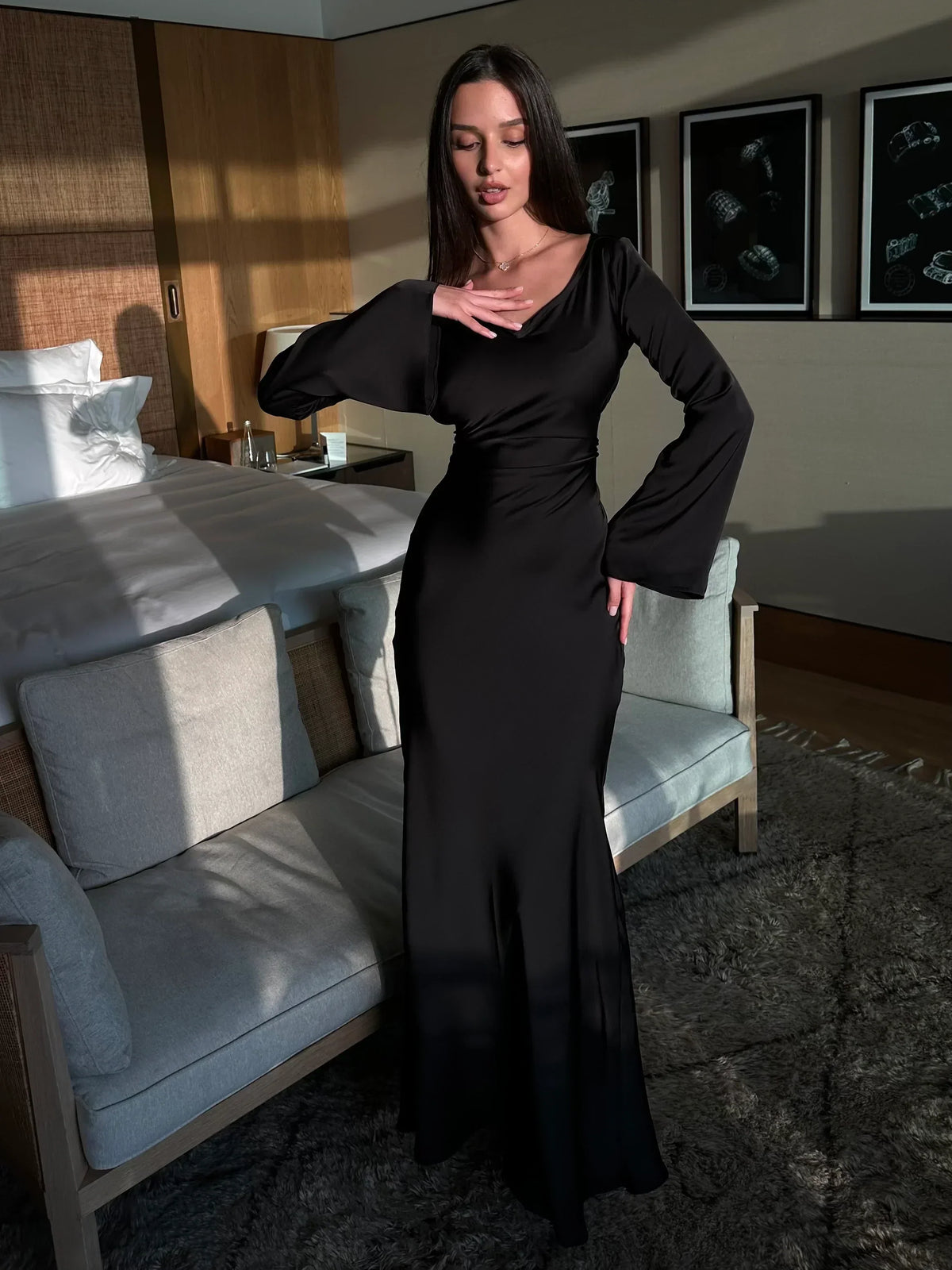 Evening Dress | Women's Long Sleeve Formal Gown | Elegant Look