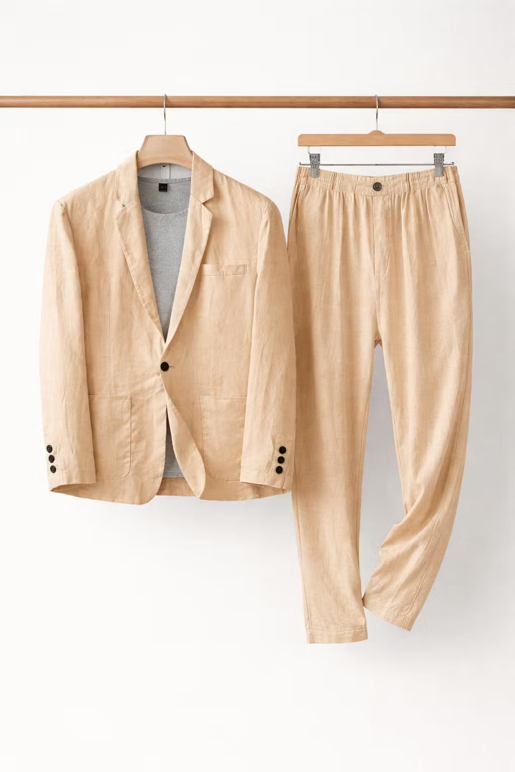 Men's Linen Blazer and Pants Set | Relaxed Fit Two-Piece