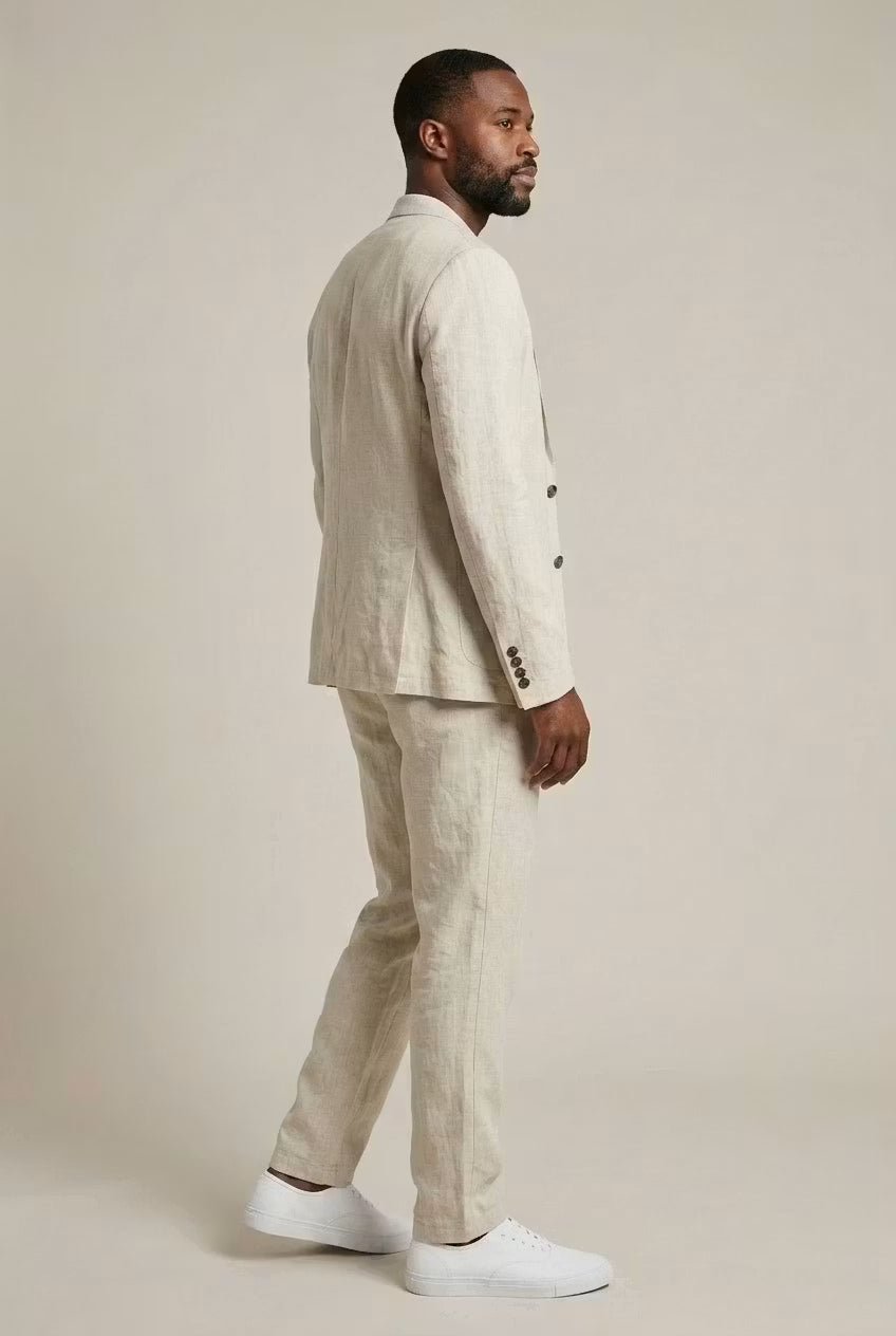 Men's Linen Blazer and Pants Set | Relaxed Fit Two-Piece