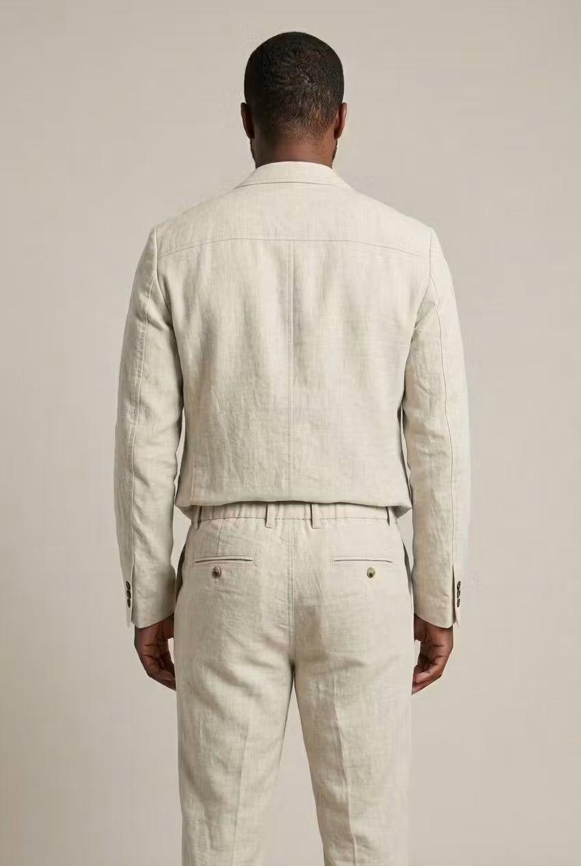 Men's Linen Blazer and Pants Set | Relaxed Fit Two-Piece