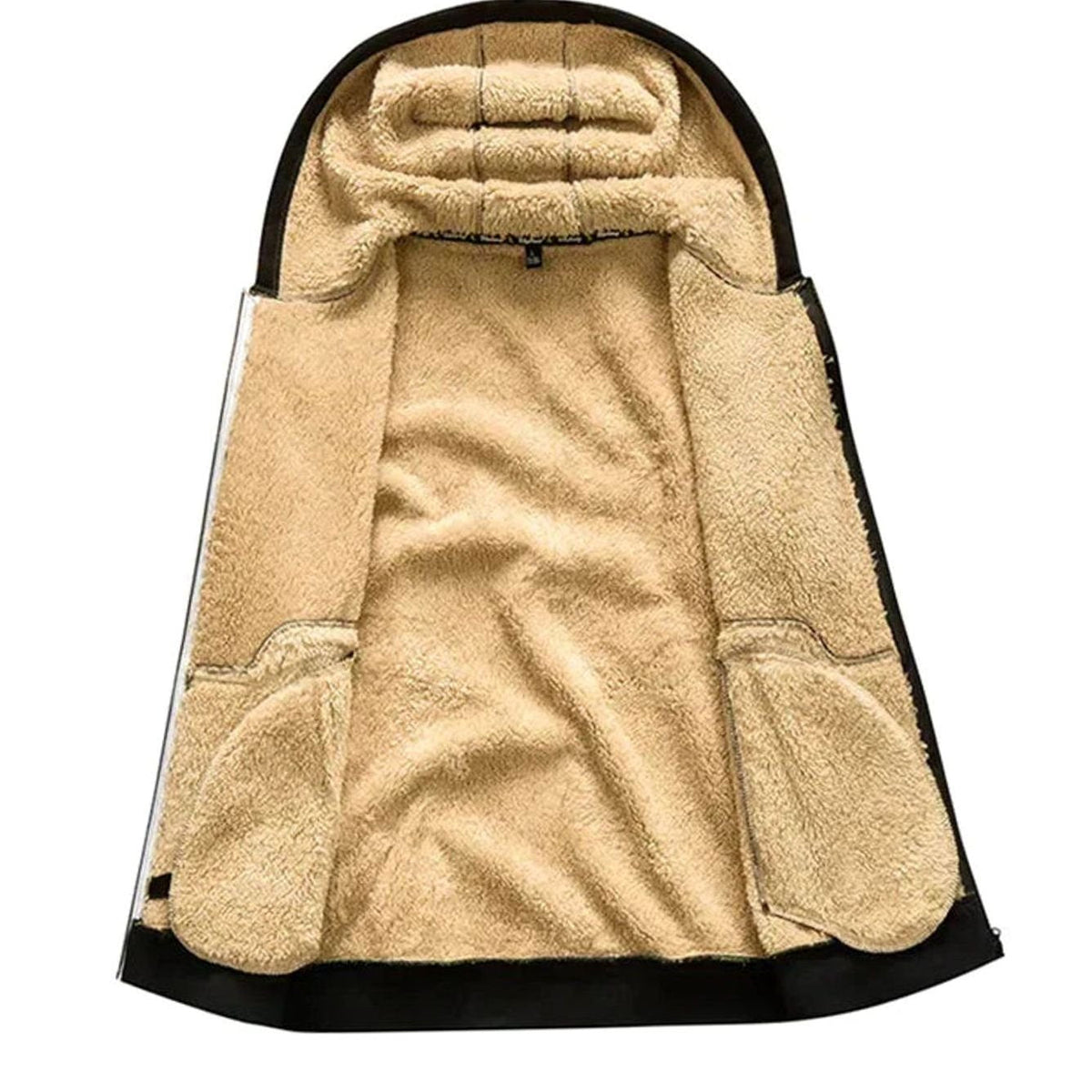 Men fleece lined hooded jacket full zip cold weather transition