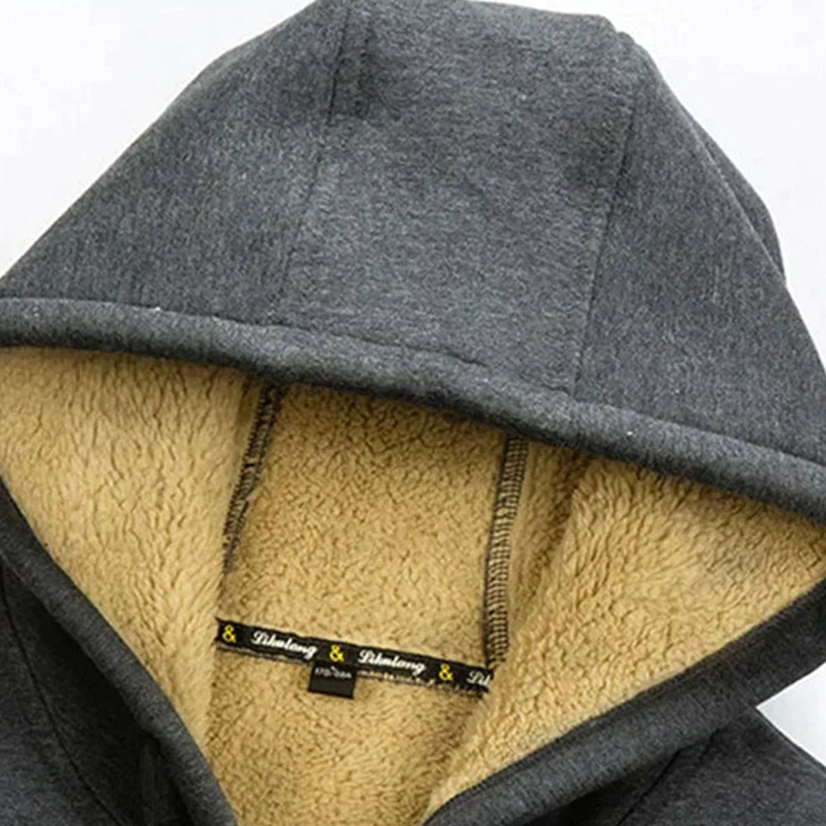 Men fleece lined hooded jacket full zip cold weather transition