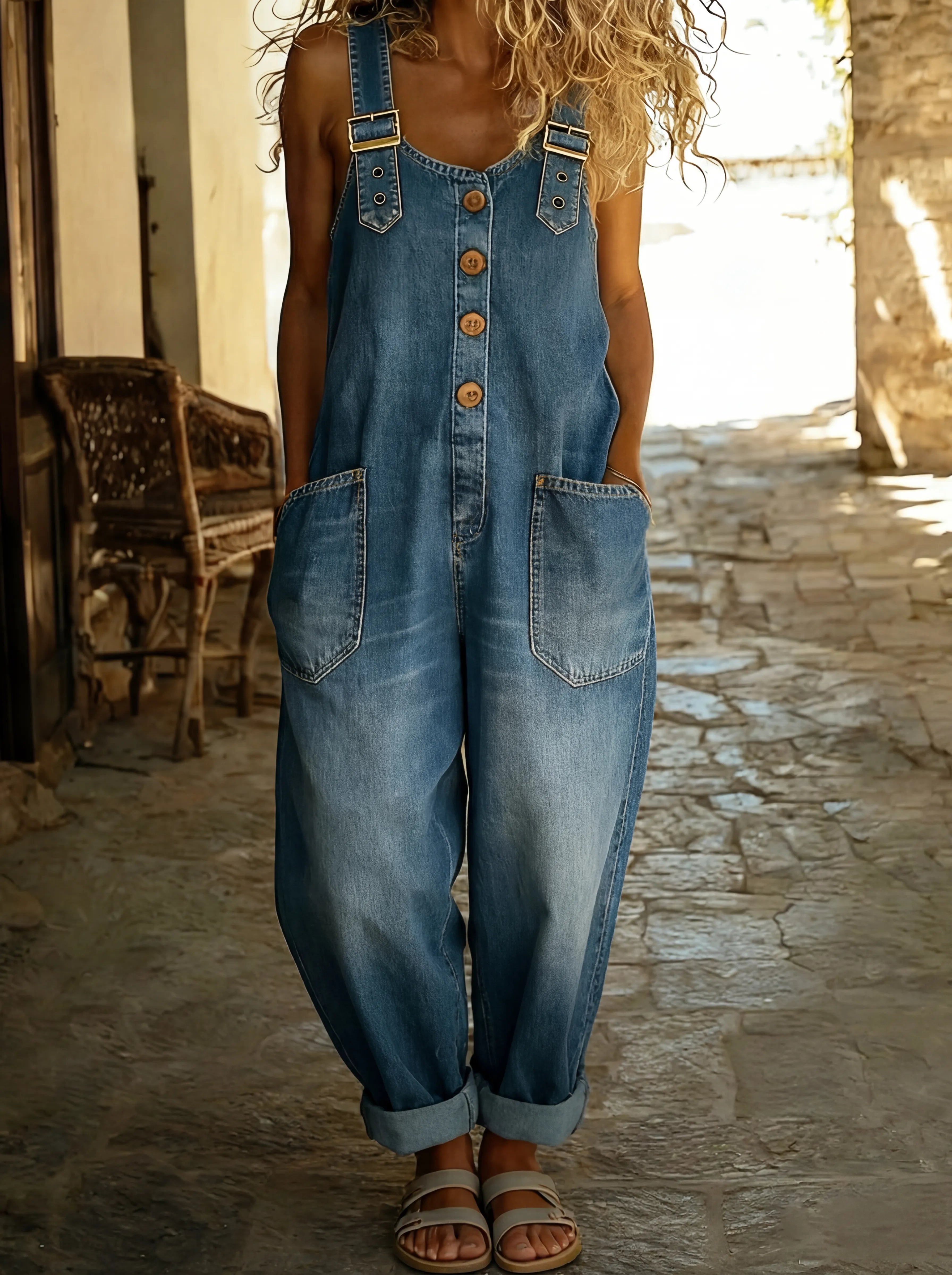 Women's Denim Overalls | Adjustable Straps, Relaxed Fit