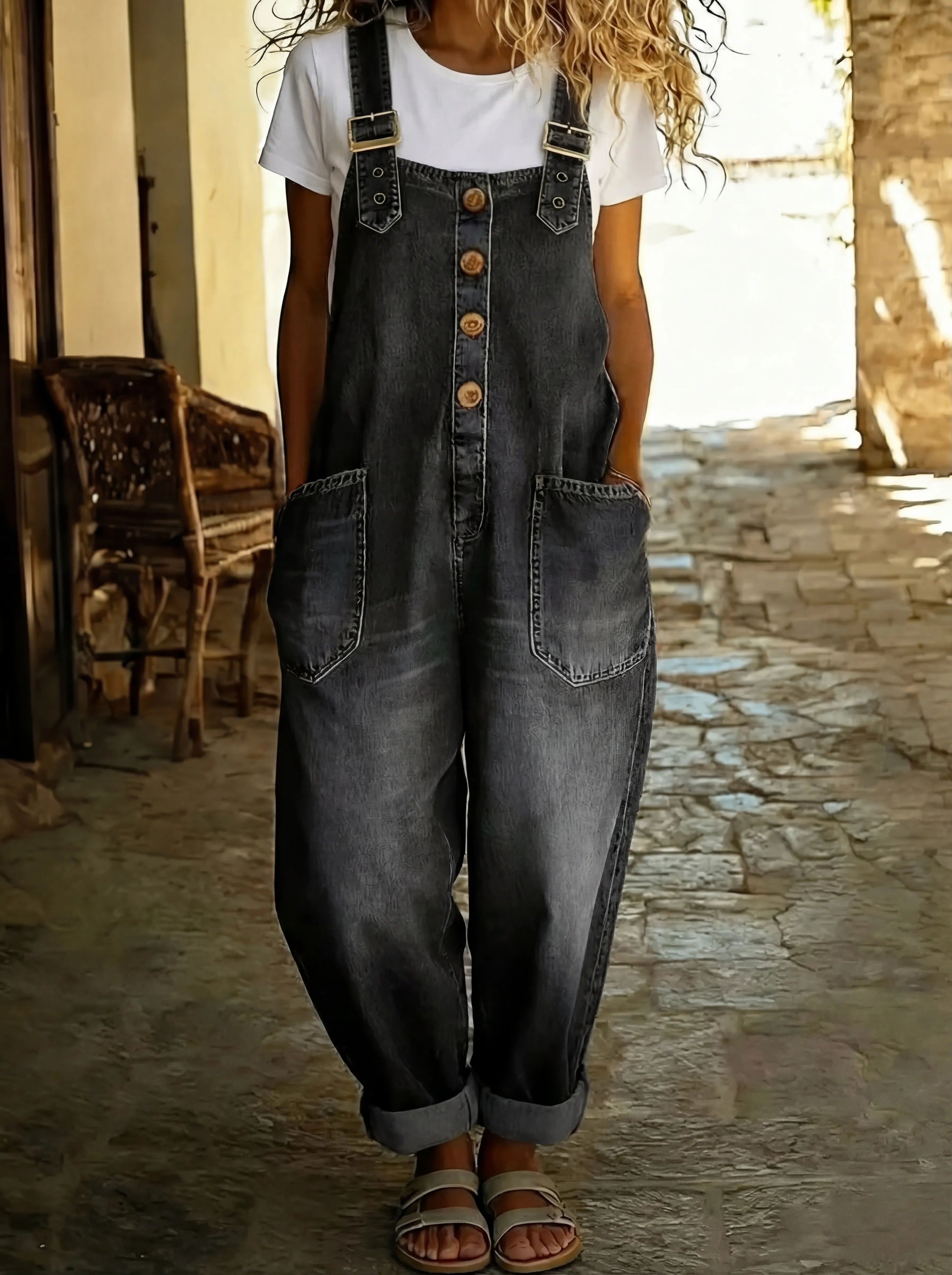 Women's Denim Overalls | Adjustable Straps, Relaxed Fit