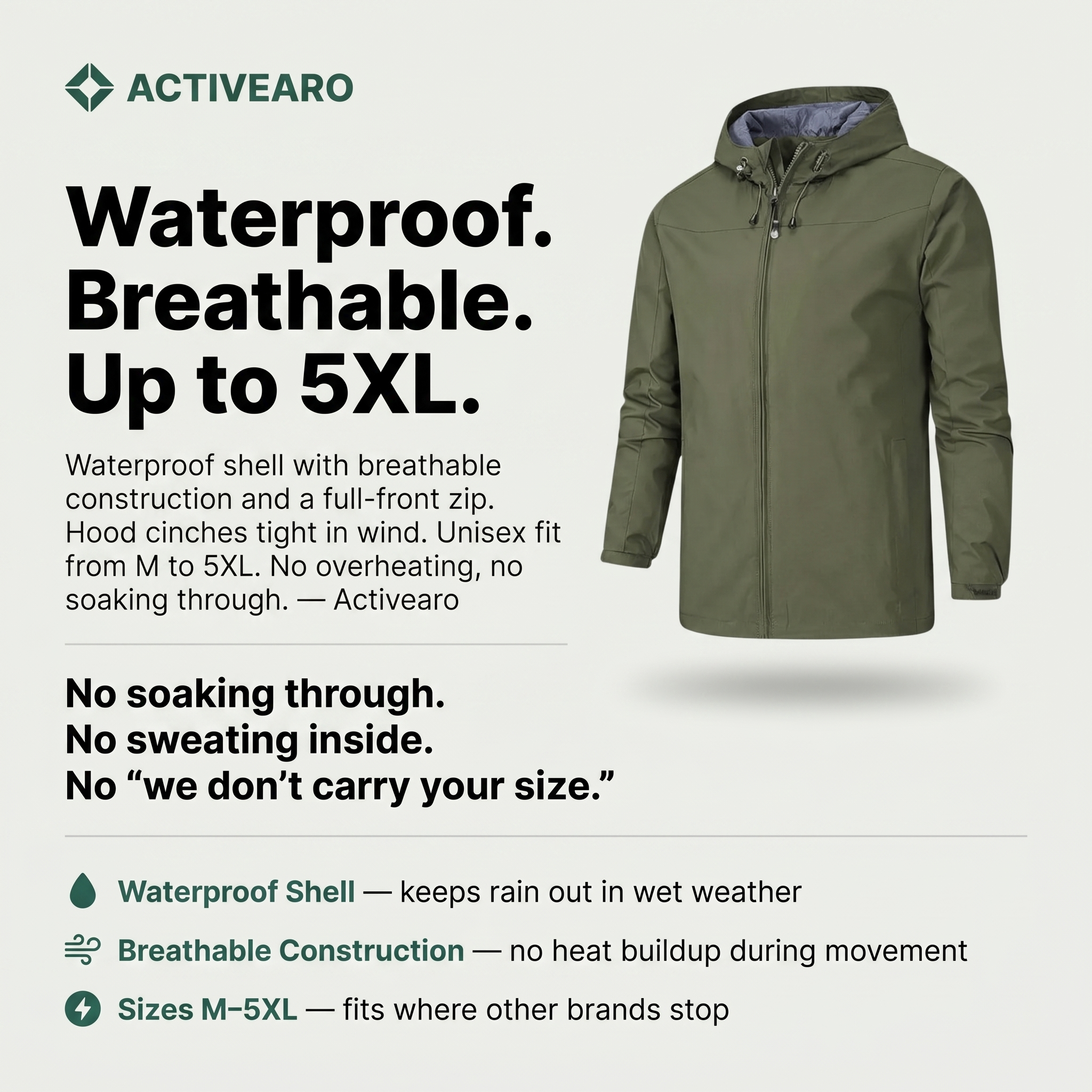 Rain Jacket | Breathable, Lightweight | Unisex