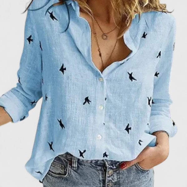 Women's Linen Blouse | Cotton Blend, Button-Down | Breathable