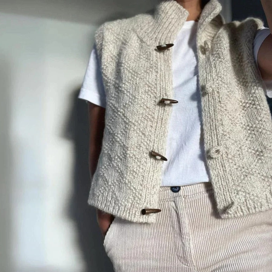 Women sleeveless vest sweater structured layering neutral style